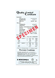 Instrument Quality Controle Certificate QC Socorex  Specimen Cover